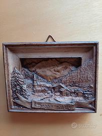 quadro vintage in legno intagliato Livigno