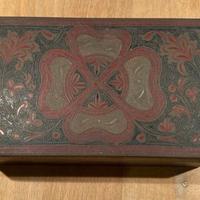 Antica scatola portasigari in ottone e legno