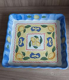 Vassoio quadrato in ceramica decorata 22,5x22,5 