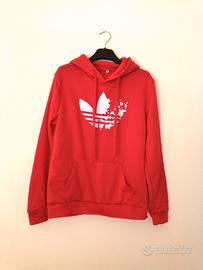 felpa unisex rossa invernale cappuccio taglia M 
