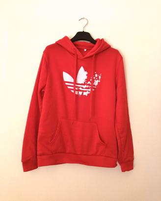 felpa unisex rossa invernale cappuccio taglia M 