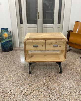 porta tv bordi arrotondati in legno vecchio 2 cass