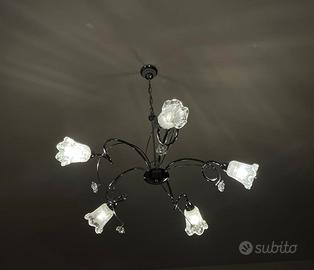 Lampadario con fiori + 2 Abat jour