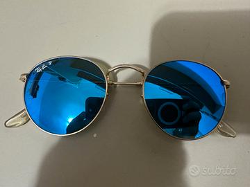 Occhiali Ray-Ban tondi polarizzati blu specchiati