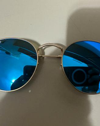 Occhiali Ray-Ban tondi polarizzati blu specchiati