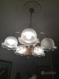 lampadario, vetro ceramica, vetro legno, 