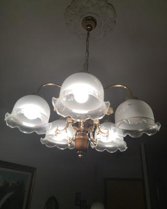 lampadario, vetro ceramica, vetro legno, 