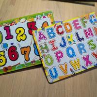 Puzzle Alfabeto Lettere e Numeri legno