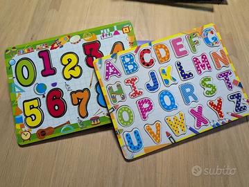 Puzzle Alfabeto Lettere e Numeri legno