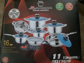 Set di pentole in acciaio inox nuove