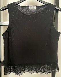 Luciano Soprani crop top nero con perline