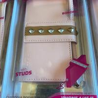 Tre custode Pochette rosa con borchie