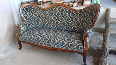 Divano in legno in stile Luigi Filippo vintage