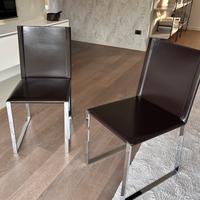 set di 10 sedie ecopelle marrone