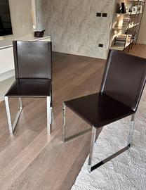 set di 10 sedie ecopelle marrone