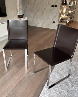 set di 10 sedie ecopelle marrone