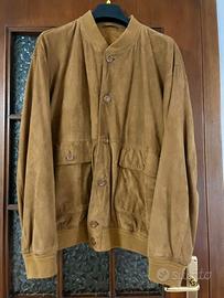 Giubbotto bomber vintage in vera pelle scamosciata