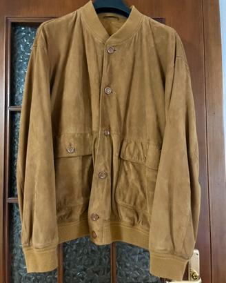 Giubbotto bomber vintage in vera pelle scamosciata