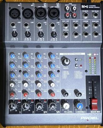 Mixer Proel M6,borsa, alimentatore nuovo