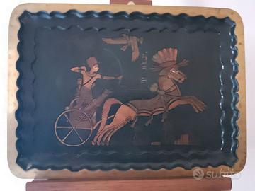 Vassoio Ottone Rame Antico Artigianato Italiano