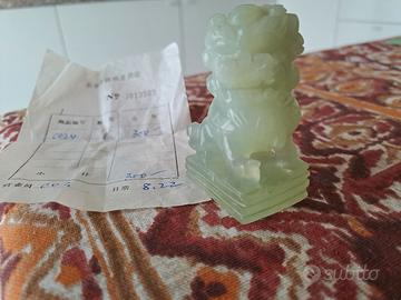 Statuetta cane Foo cinese in giada autentica 