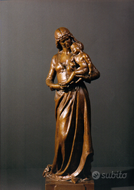 Scultura donna con bambino  bronzo antico  1800