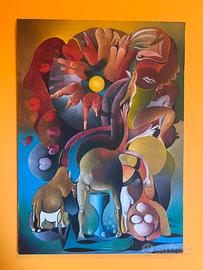 Quadro Dipinto Surrealista Figurativo