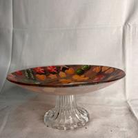 Piatto Alzato Natalizio Vetro Decorato Biscotti