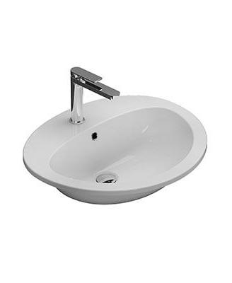 Lavabo incasso monoforo bianco lucido 56x48 cm