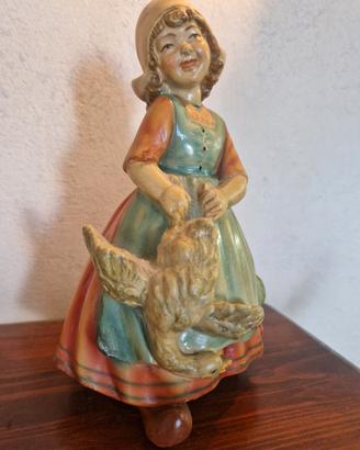 Statuina vintage in gesso dipinta a mano  - h.23 c