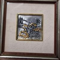 Coppia quadretti vintage argento 999 e foglia oro