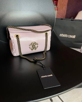 Roberto Cavalli rosa borsa a spalla con Monogram