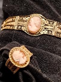 parure bracciale anello cameo 