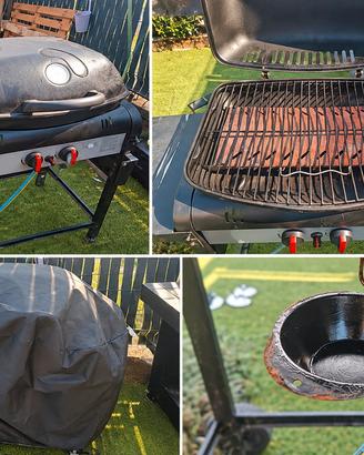 Barbecue a gas 3 fuochi con coperchio e telo