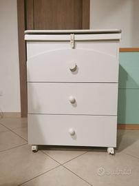 Mobile fasciatoio neonati con cassetti e vaschetta