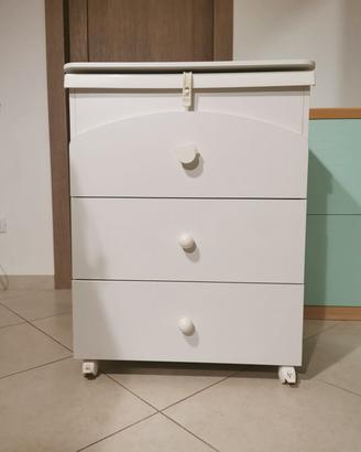 Mobile fasciatoio neonati con cassetti e vaschetta