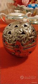 sfera metallo lavorato vintage contenitore 
