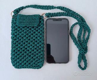borsa portacellulare verde tracolla lunga