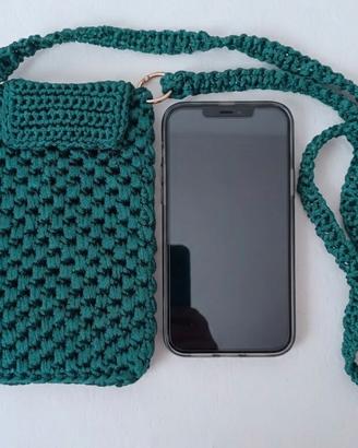 borsa portacellulare verde tracolla lunga