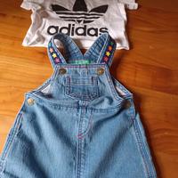 Salopette jeans BENETTON 3-6 mesi +magliet ADIDAS