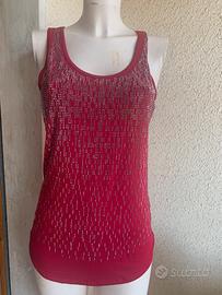 Canotta rossa strass