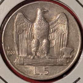 5 Lire 1928 Aquilotto RARA 1 Rosetta