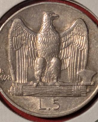 5 Lire 1928 Aquilotto RARA 1 Rosetta