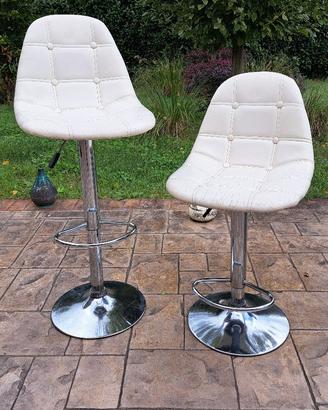 n.2 SGABELLI GIREVOLI SIMILPELLE BIANCO LATTE 