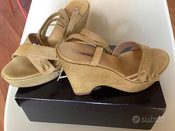 Sandali zeppa in pelle Cervone Made in Italy