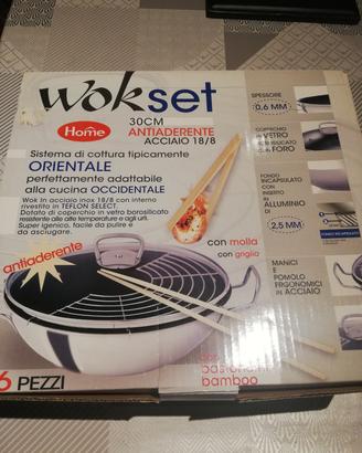 Wok pentola set antiaderente in acciaio 