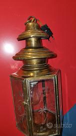 Lampadario ottone e vetro antiquariato liberty