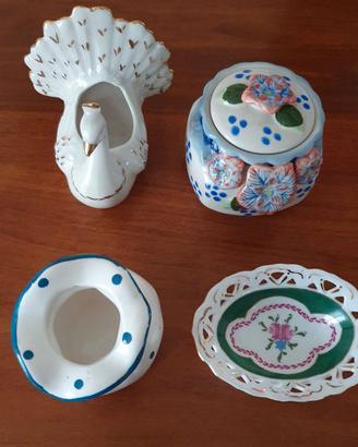 Set di 4 portagioie/portaoggetti in ceramica