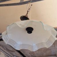 Lampadario vetro metallo da cucina vintage