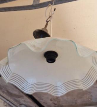 Lampadario vetro metallo da cucina vintage